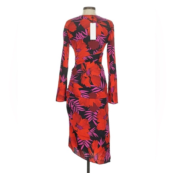 Veronica Beard Alvaro Red Floral Midi Dress ~ Sz 0 - Picture 4 of 7